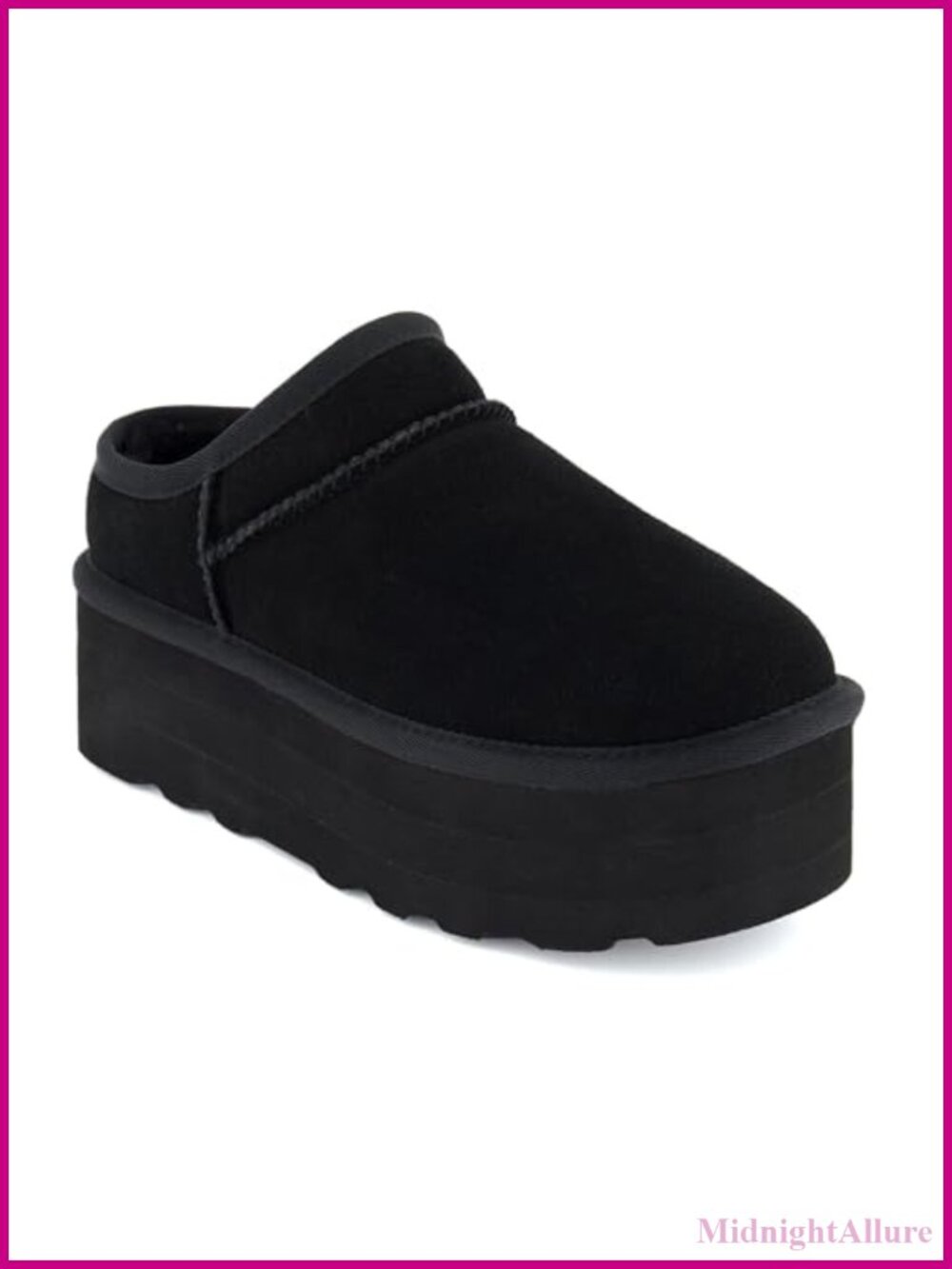 Platform Ankle Boots Suede Fur Lined Slip On Winter Booties